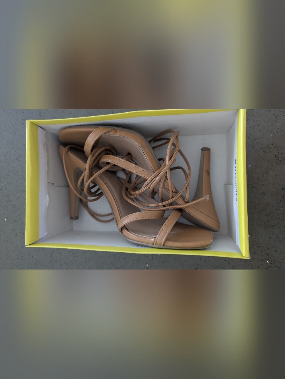 Cityclassified Tan Lace-Up Stiletto Sandals